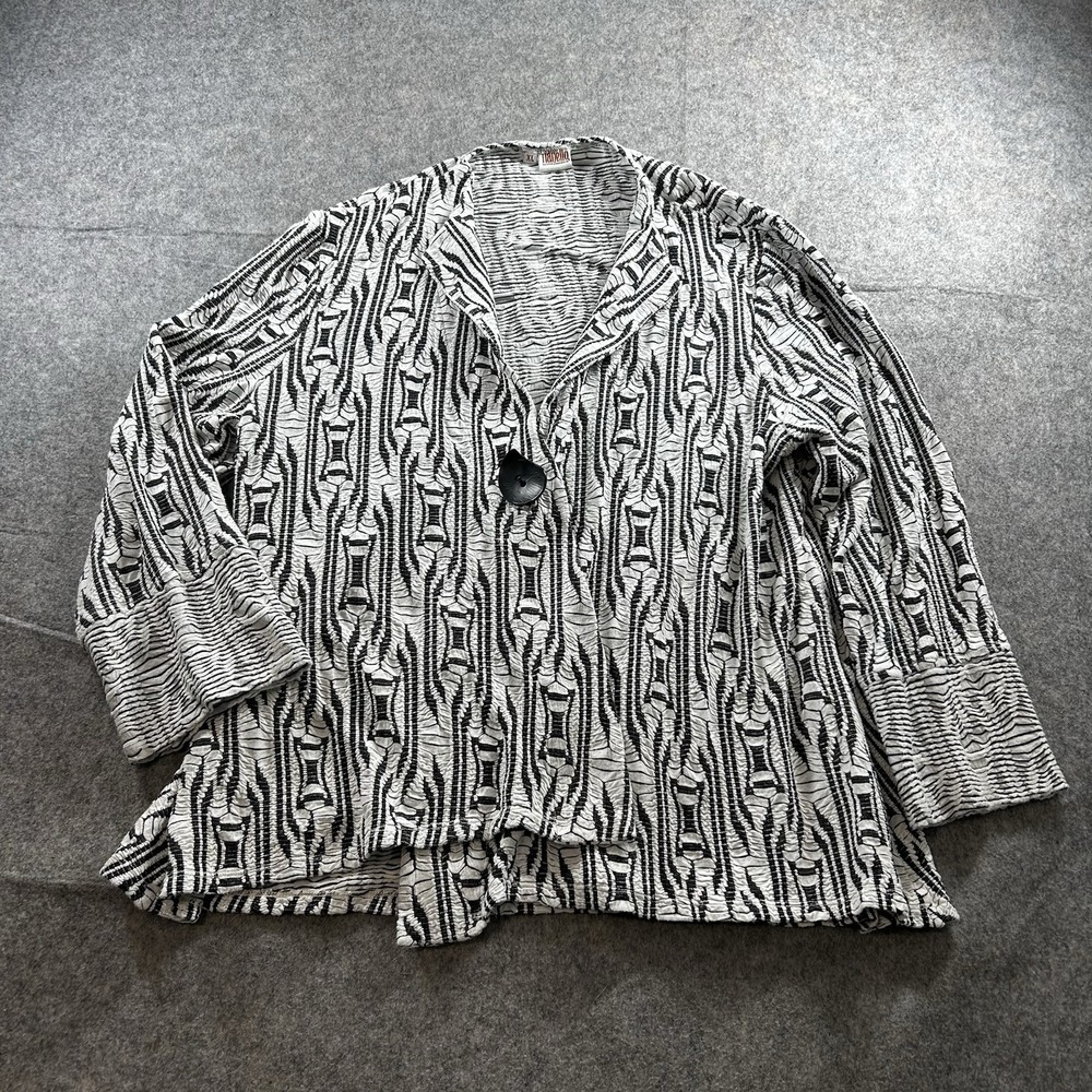 Tianello Jacket Womens XL Jacquard Button Art To Wear Artsy Top